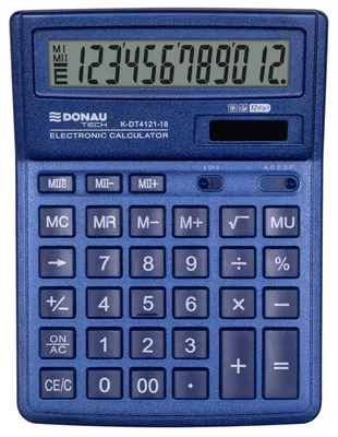 Kalkulator biurowy DONAU TECH, CI-SDC444XRNVE, 12-cyfr. wyświetlacz, wym. 190x143x40 mm, granatowy