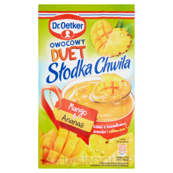 Dr.Oetker Słodka Chwila Owocowy Duet Mango  Ananas Kisiel Z Kawałkami Owoców 32 G