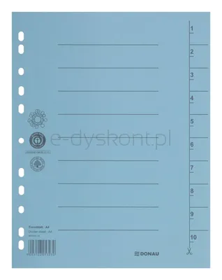 Przekładka DONAU, karton, A4, 235x300mm, 1-10, 1 karta, niebieska