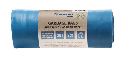 Donau ECO Worki na śmieci z uchwytami Knoties, 35l, 20 szt., niebieskie