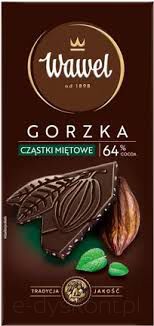 Wawel Czekolada Premium Gorzka 64% cocoa Cząstki miętowe 90g