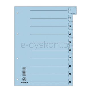 Donau Przekładka karton A4, 235x300mm, 0-9, 1 karta z perforacją, niebieska