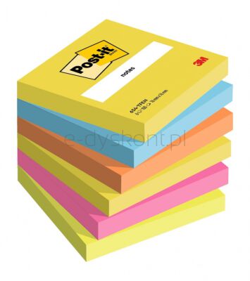 Post-It  Karteczki Samoprzylepne, Energetic, 76X76Mm, 6X100 Kart.