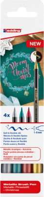 Edding Pisak Metaliczny Z Końcówką Pędzelkową E-1340 Zestaw Xmas, 4Szt. 