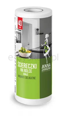 Ściereczki na rolce ANNA ZARADNA, 40 szt., białe, biały