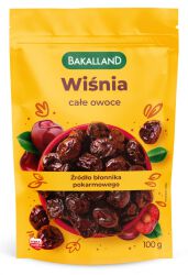 Wiśnia Suszona Bakalland, całe owoce, 100g