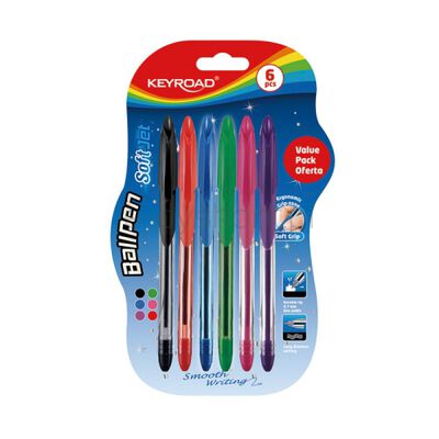 Keyroad Długopis klasyczny  Ball Pen Soft Jet, 0,7 mm, 6 s.zt, blister, mix kolorów [BIURO]
