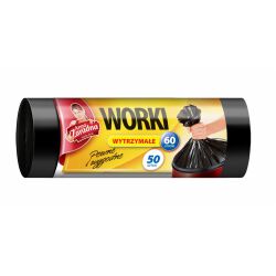 Anna  Zaradna Worki na śmieci wytrzymałe, 20% grubsze, 60 l, 50 szt., czarne
