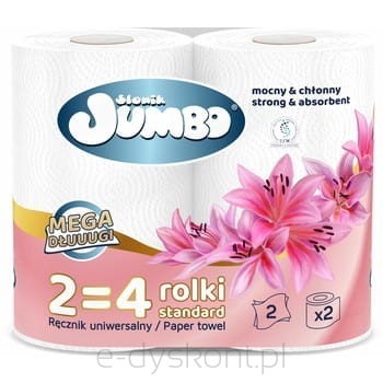 Słonik Jumbo Ręcznik Papierowy Biały 2=4 2 Rolki 2-Warstwowy