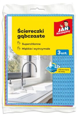 Ściereczki Gąbczaste Jan Niezbędny, 3 Szt., Mix