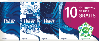Velvet Chusteczki higieniczne Oryginal, 4-warstwowe, 10x10szt., białe