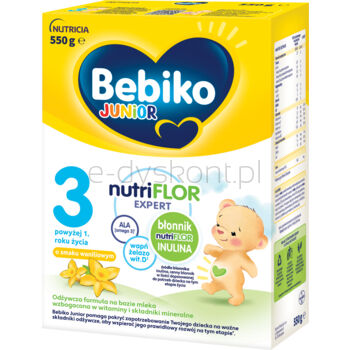Bebiko Junior 3 Odżywcza formuła na bazie mleka dla dzieci powyżej 1. roku o smaku waniliowym 550 g