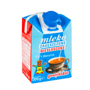 Spółdzielnia Mleczarska w Gostyniu. Mleko zagęszczone niesłodzone gostyńskie 7,5% tłuszczu 200g / K - 24 sztuki