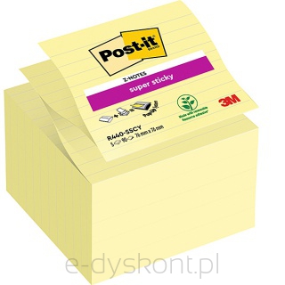 Karteczki samoprzylepne POST-IT Super Sticky Z-Notes XL w linię (R440-SSCY), 101x101mm, 5x90 kart., żółte