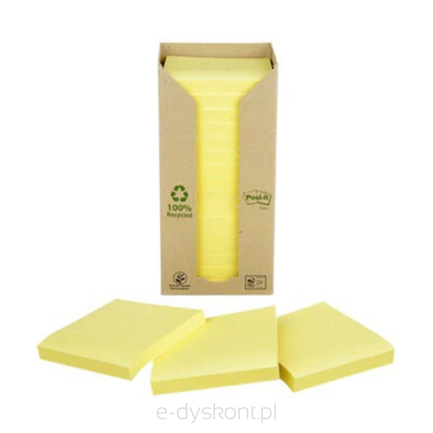 Bloczek samoprzylepny ekologiczny POST-IT (R330-1T), Z-Notes, 76x76mm, 16x100 kart., żółty