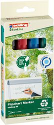 Marker do flipchartów e-31 EDDING ecoline, 1,5-3 mm, 4 szt., mix kolorów